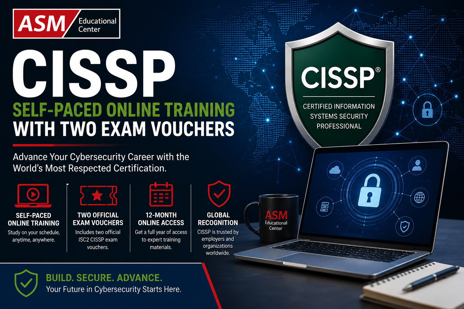 CISSP Self-Paced Online Training with Two Official Exam Vouchers